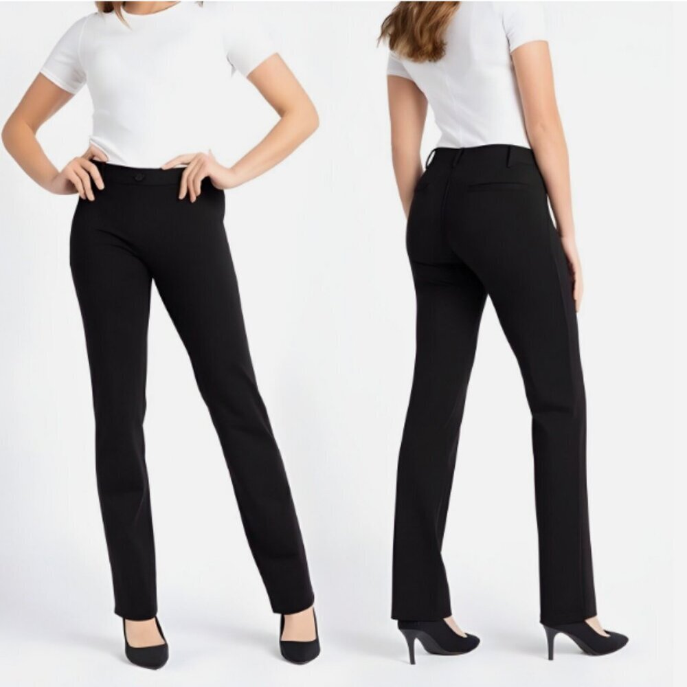 BETABRAND Dress Pant Yoga Pants Black Straight Leg S Stretch Career BusinessWork